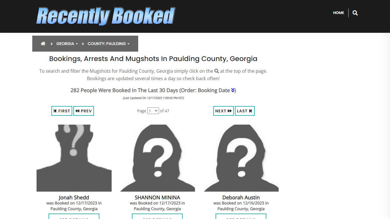 Bookings, Arrests and Mugshots in Paulding County, Georgia